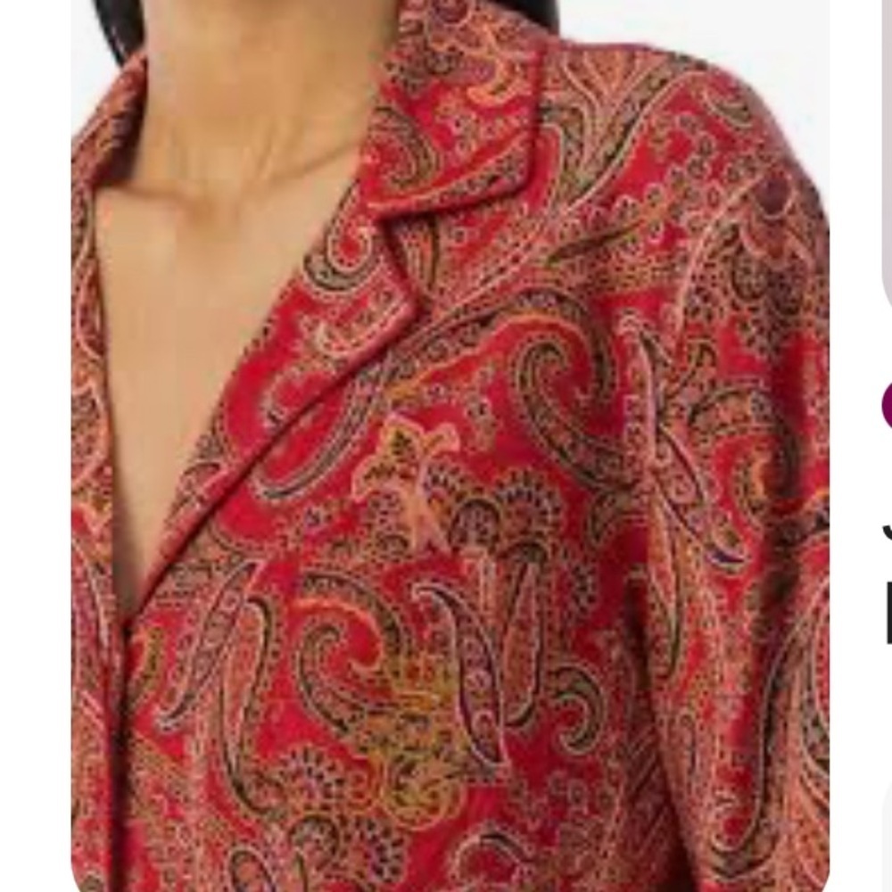NWT Lauren‎ by Ralph Lauren Paisley Red Women's pajama Top